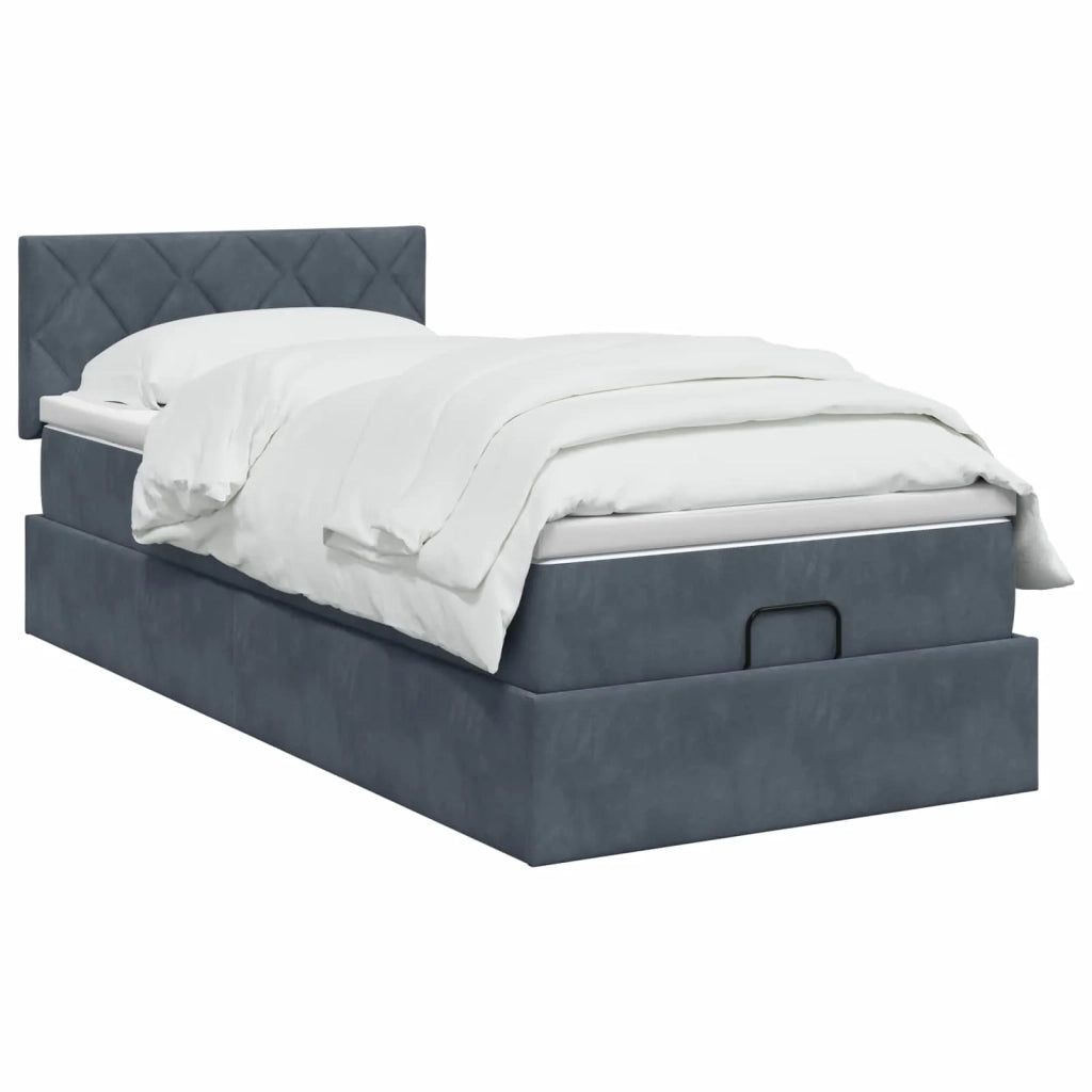 Letto ottomano con materasso Grigio Scuro 100 x 200 cm Velluto 3456610