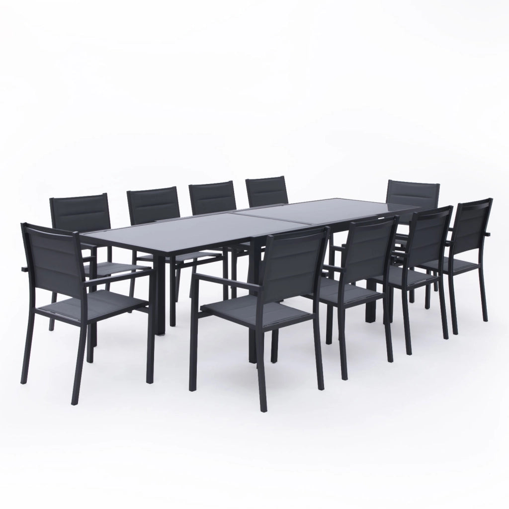 LAMPEDUSASet di mobili da giardino allungabili in textilene grigio 10 posti - alluminio antracite