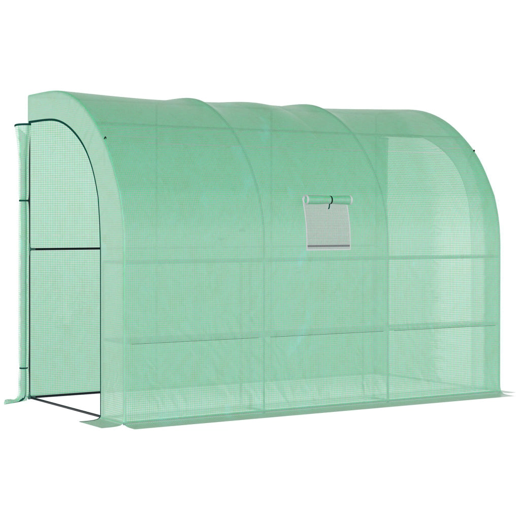 Serra da giardino con 3 livelli di ripiani, copertura in plastica, 300 x 150 x 213 cm, verde
