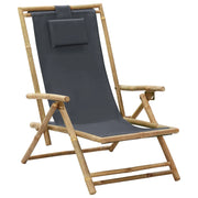 Sedia Reclinabile Relax Grigio Scuro in BambÃ¹ e Tessuto cod mxl 20527