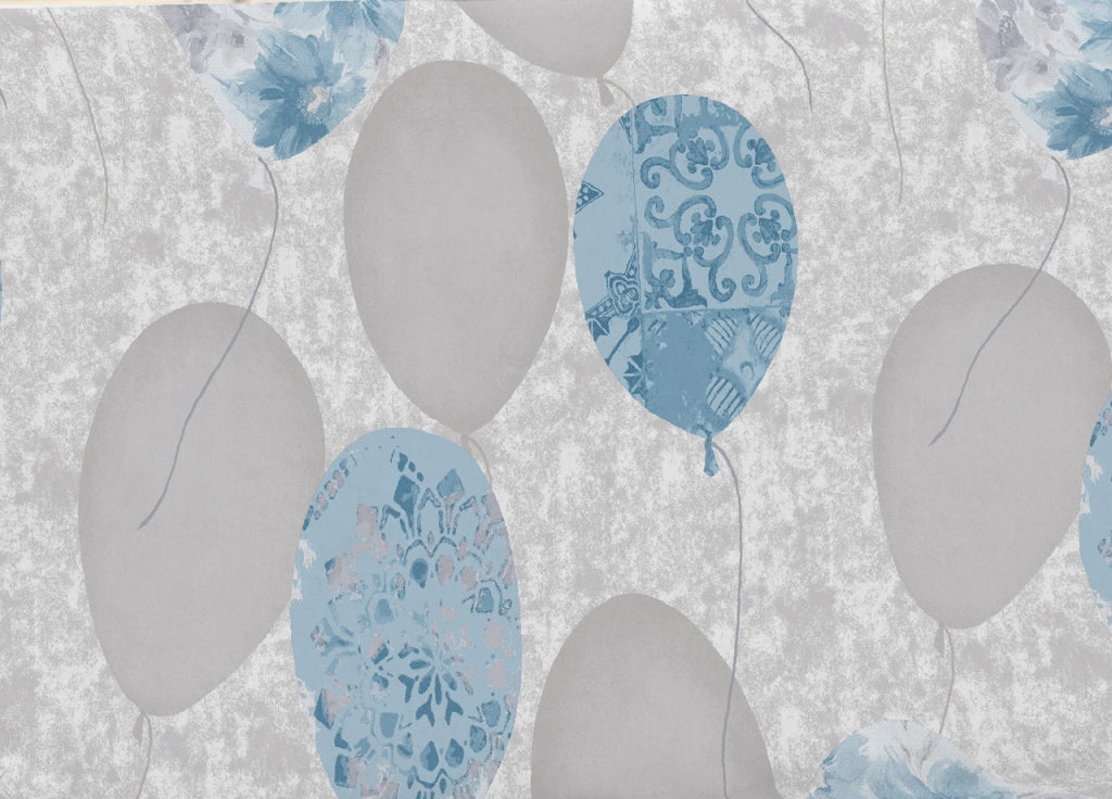 Telo Arredo Multiuso Linea Pensieri Delicati In Cotone Disegno Palloncini - Matrimoniale - Azzurro