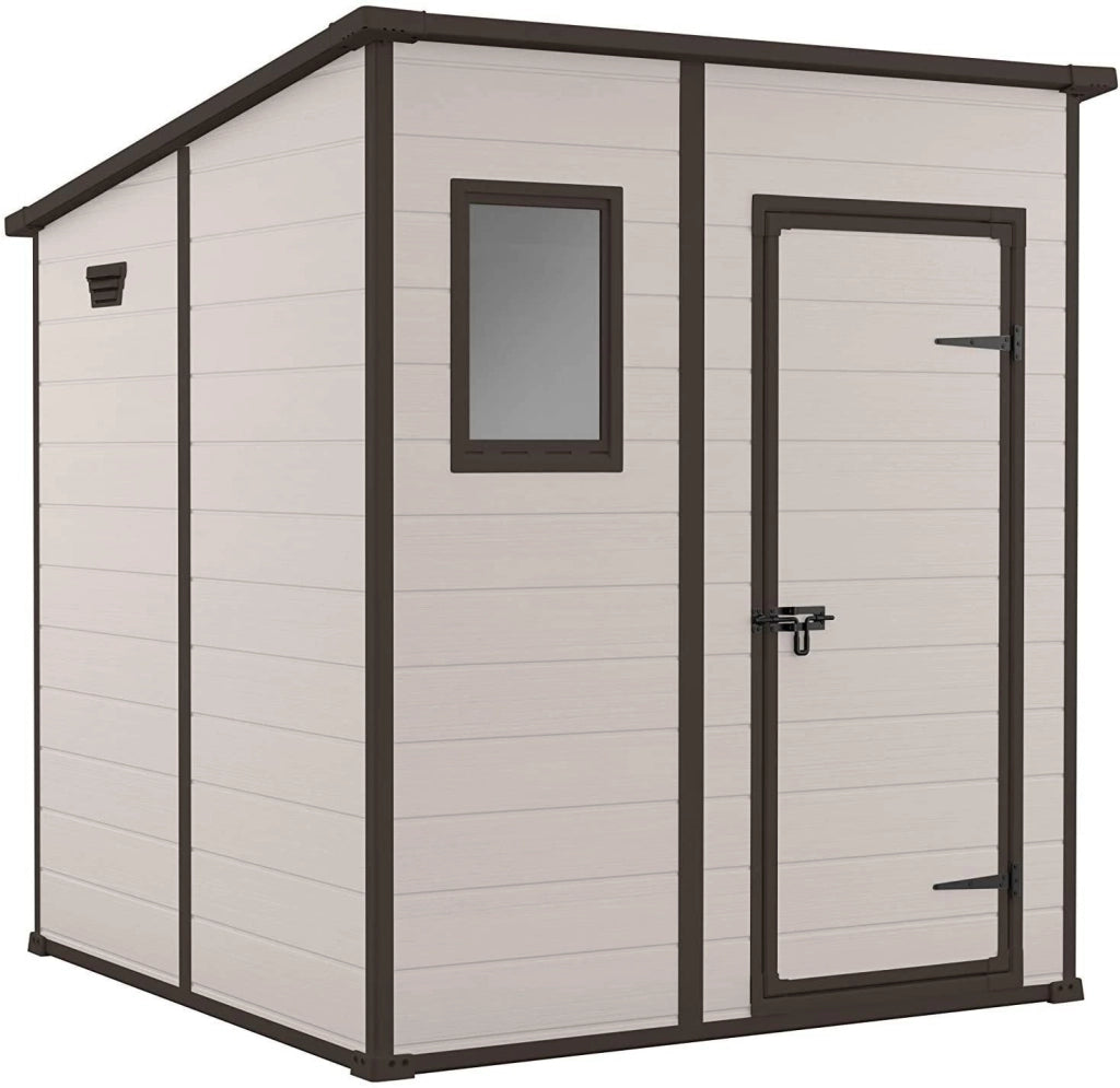 Keter K242788 Manor Pent Casetta da Giardino in Resina 183.5x185x200 cm con Pavimento e Finestra colore Beige