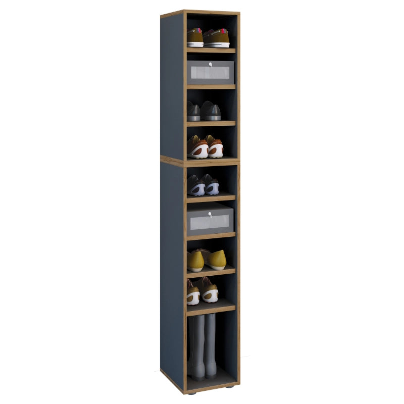 Super Scarpiera Legno H183 L30 P33 cm Armadio Porta Scarpe Salvaspazio con Ripiani Regolabili Colore Antracite