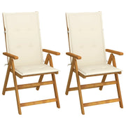 Sedie da Giardino Reclinabili 2 pz con Cuscini Massello Acacia cod mxl 45356