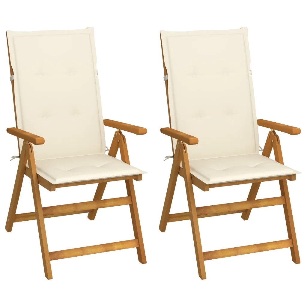 Sedie da Giardino Reclinabili 2 pz con Cuscini Massello Acacia cod mxl 45356