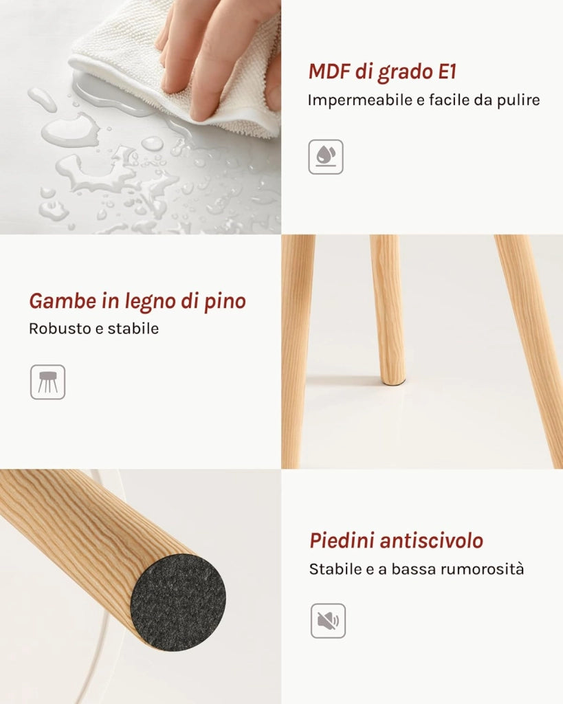 Set di 2 Comodini per Camera da Letto Comodino Rotondo con Cassetto Tavolino da Salotto in Legno Bianco TS111ws-2