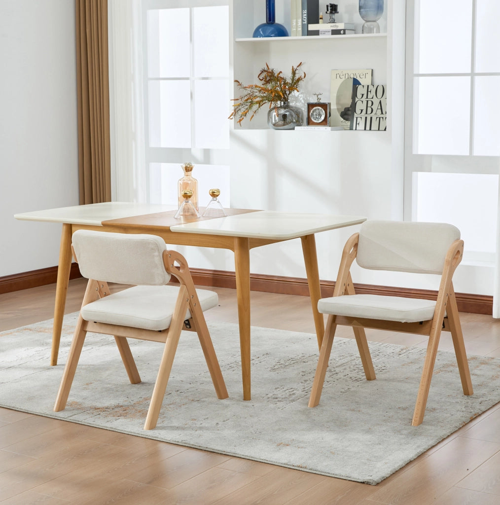 Sedia pieghevole imbottita in legno; beige