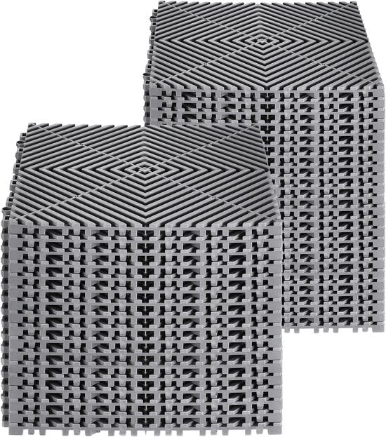 Set di 40 tegami antiscivolo in PP grigio, 30,5 x 30,5 cm, sistema di supporto modulare per pavimenti, perfetto per garage, giardino, cucina e uso all'aperto.
