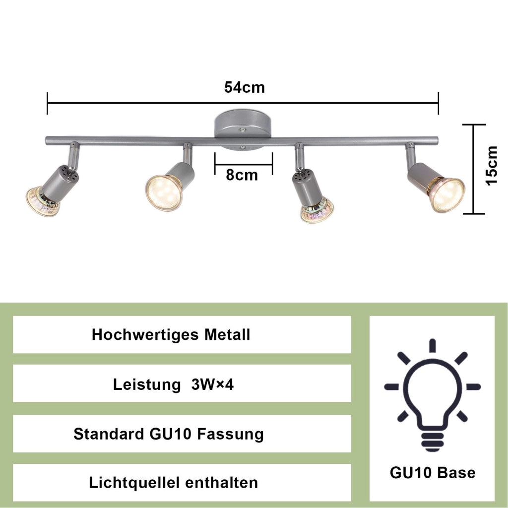 ZMH Faretto da soffitto 4 fiamme GU10 moderni per corridoio con lampadine incluse