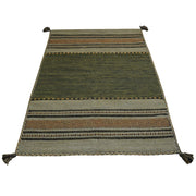 Tappeto ANTIQUE KILIM VERDE cm.60x280 tessuto a mano in cotone e ciniglia