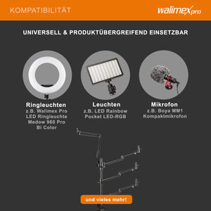 Multi Streaming Supporto da tavolo, 4 bracci articolati per fotocamere, luci LED, microfoni, morsetto di montaggio per piani 65 mm, anche per Vlogging, Videochiamate