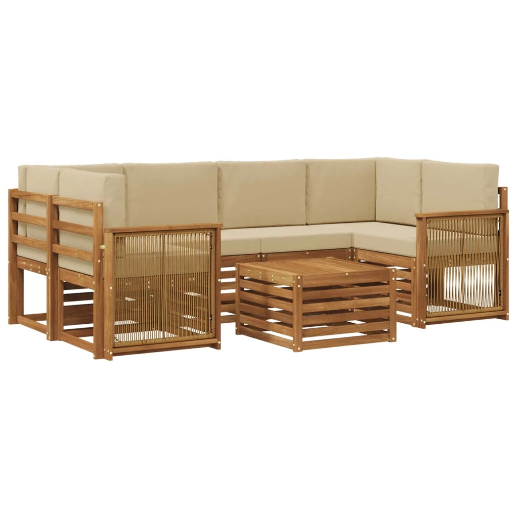 Set di divani da esterno 7 pz Naturale e Beige 3384089