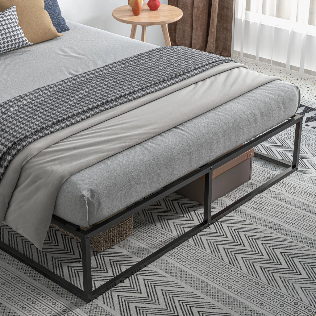 Struttura Letto Matrimoniale 190x160x35 cm con Doghe in Compensato e Contenitore Inferiore Nero