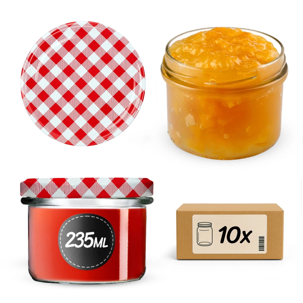 KADAX 10x Barattolo 235ml + Tappo Fi82 Barattolo Marmellata