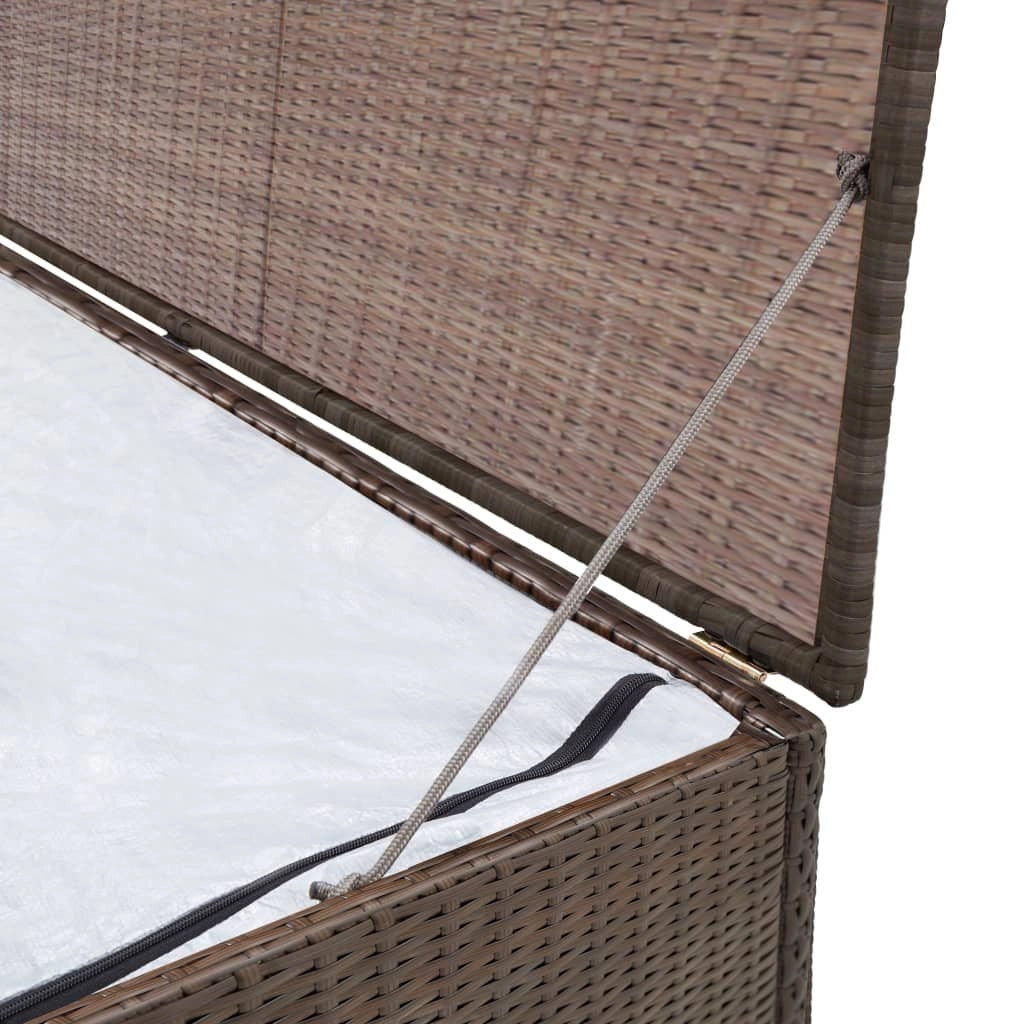 Contenitore/cassa da giardino marrone 120 x 50 x 60 cm resina intrecciata 02_0013096