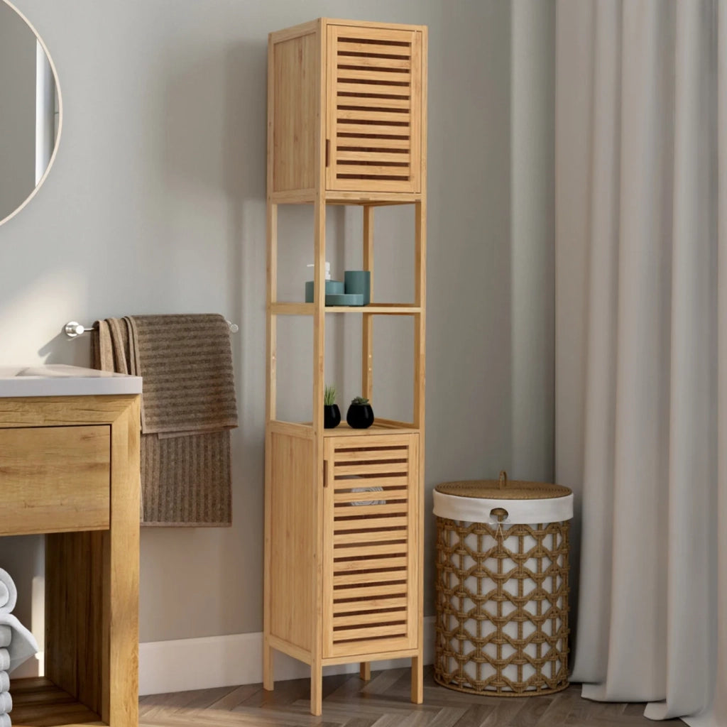 IDMarket - Mobiletto da bagno BEA a 2 ante in bambù
