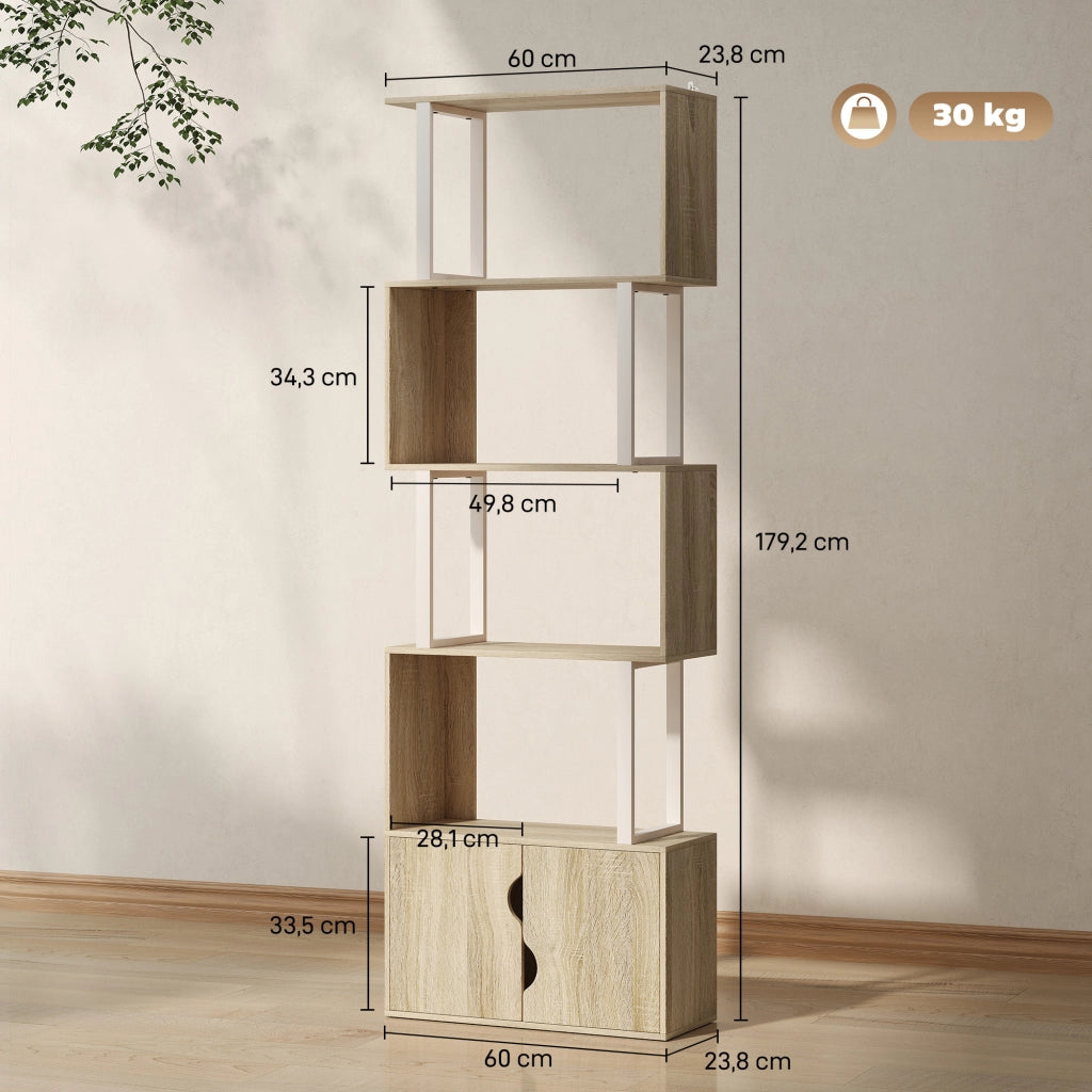 Libreria con ante e ripiani ¨C zephmum ¨C legno naturale 60x24x179 cm