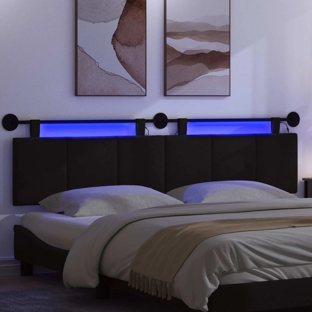Testiera sospesa Con luce LED Nero Tessuto 3424830