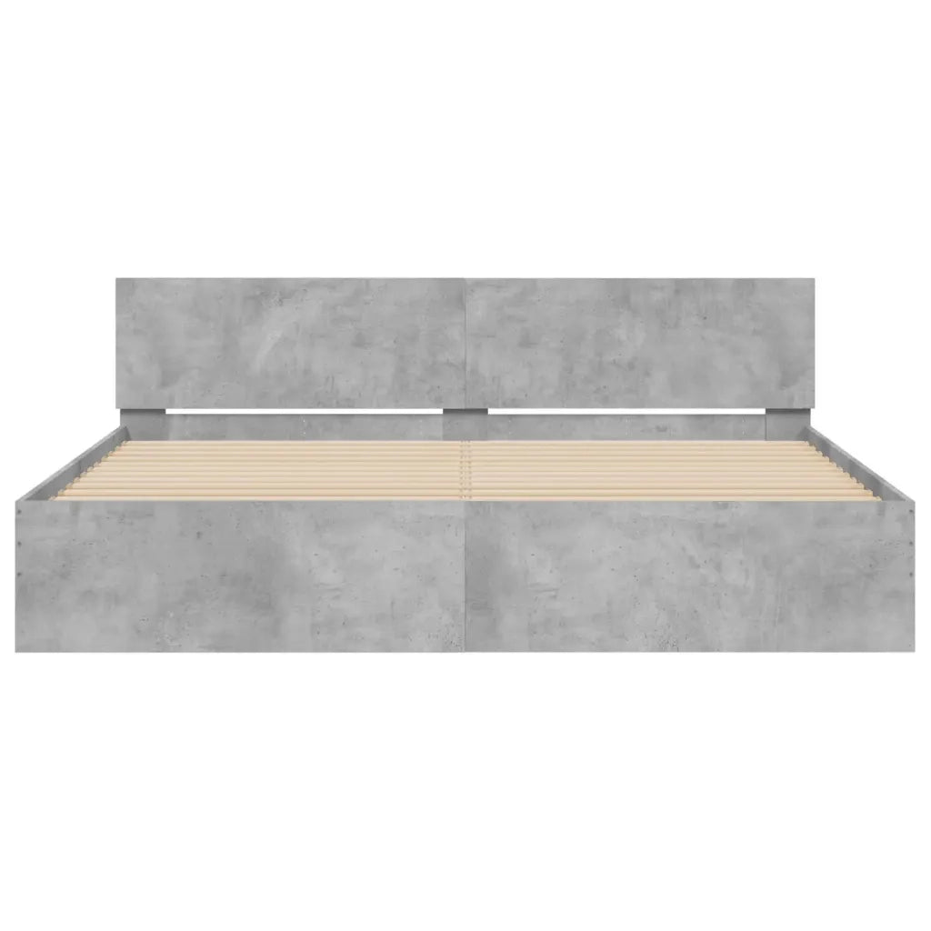 Giroletto con Testiera e LED Grigio Cemento 200x200 cm 3207584