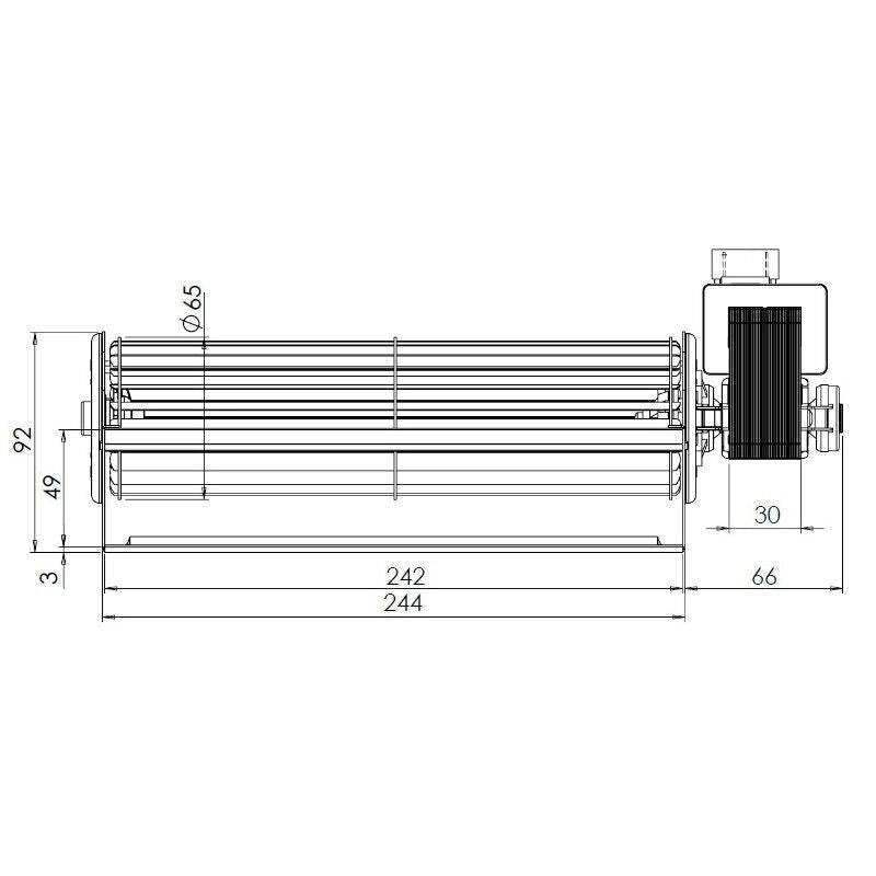 Ventilatore tangenziale Trial THS24B5 011 TFA665 D2 per Stufa a Pellet Lungo 319mm Bocchetta 244x49mm