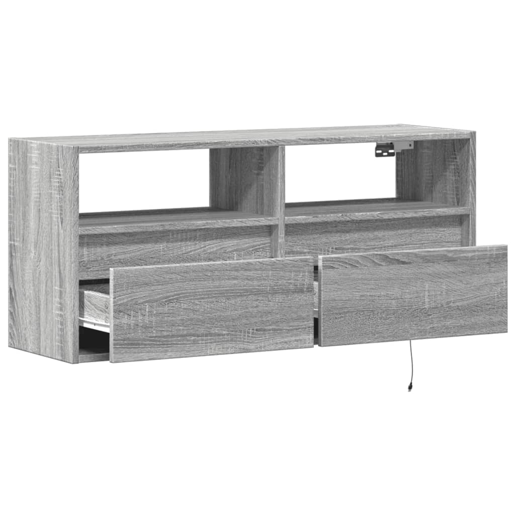 Mobile TV multimediale mensola TV credenza mobile TV sala da pranzo soggiorno camera da letto mobile da parete con luci LED Sonoma 100 x 31 x 45 cm grigio 02_0028036