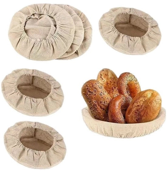 5 pezzi di tovagliolo di protezione per pane, copertura, bandiera di protezione, tovagliolo di fermentazione rurale per pane, attrezzo per fermentazione e cottura, 28CM-ovale, adatto per la cottura in casa (cestino non incluso)