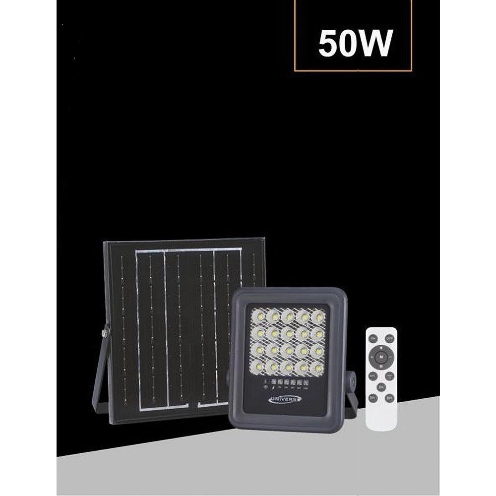 Trade Shop - Faro A Led 50 Watt Con Pannello Solare Luce Naturale 4000k Telecomando Tk09-50w -