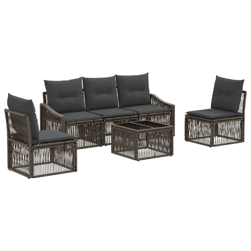 Set Divano da Giardino 6 pcs Grigio polyrattan