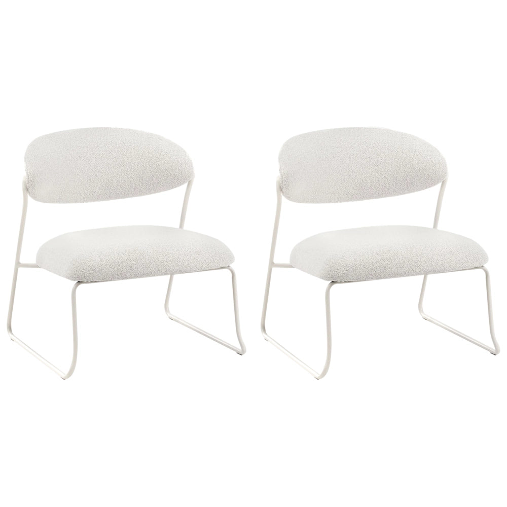 Set di 2 poltrone in tessuto bianco sporco con gambe in metallo senza braccioli Soggiorno moderno