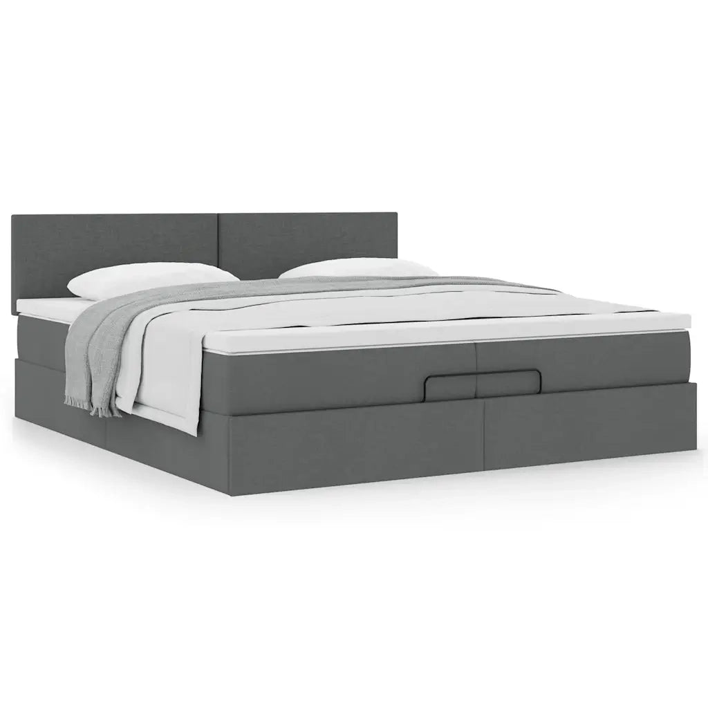 Struttura Letto Pouf con Materasso 200x200 cm in Tessuto 3311402