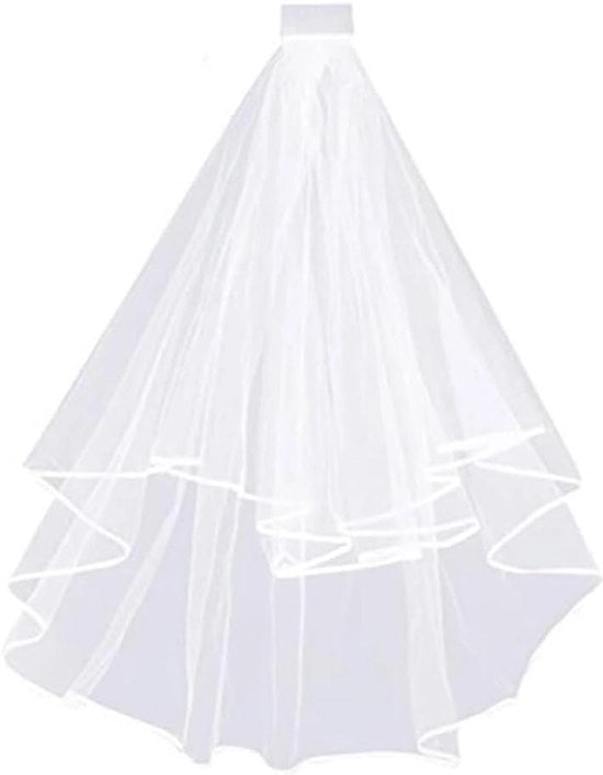 Sposa corta in stile elegante con tulle - doppio strato trasparente.