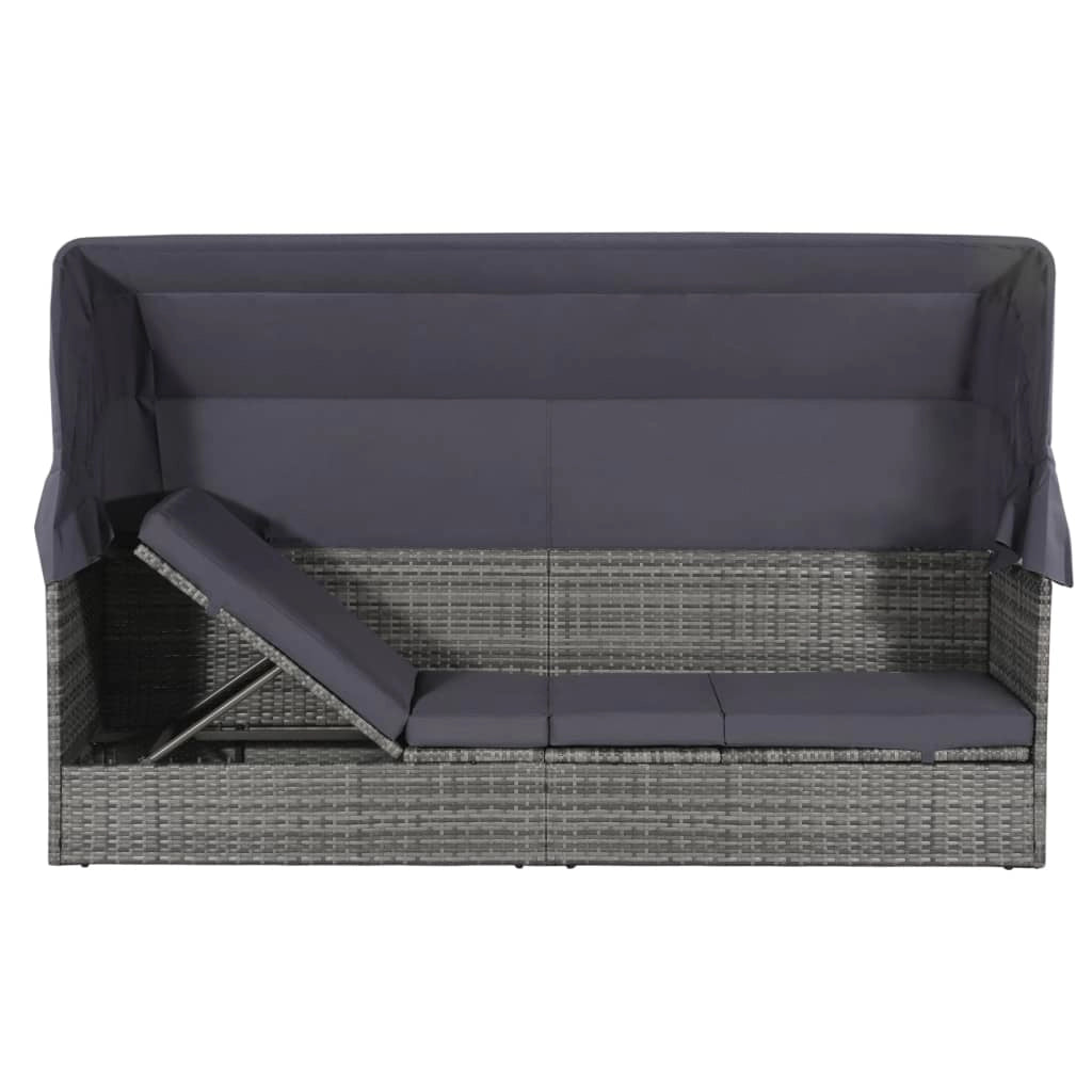 Letto da giardino con baldacchino grigio 205 x 62 cm resina intrecciata 02_0011998