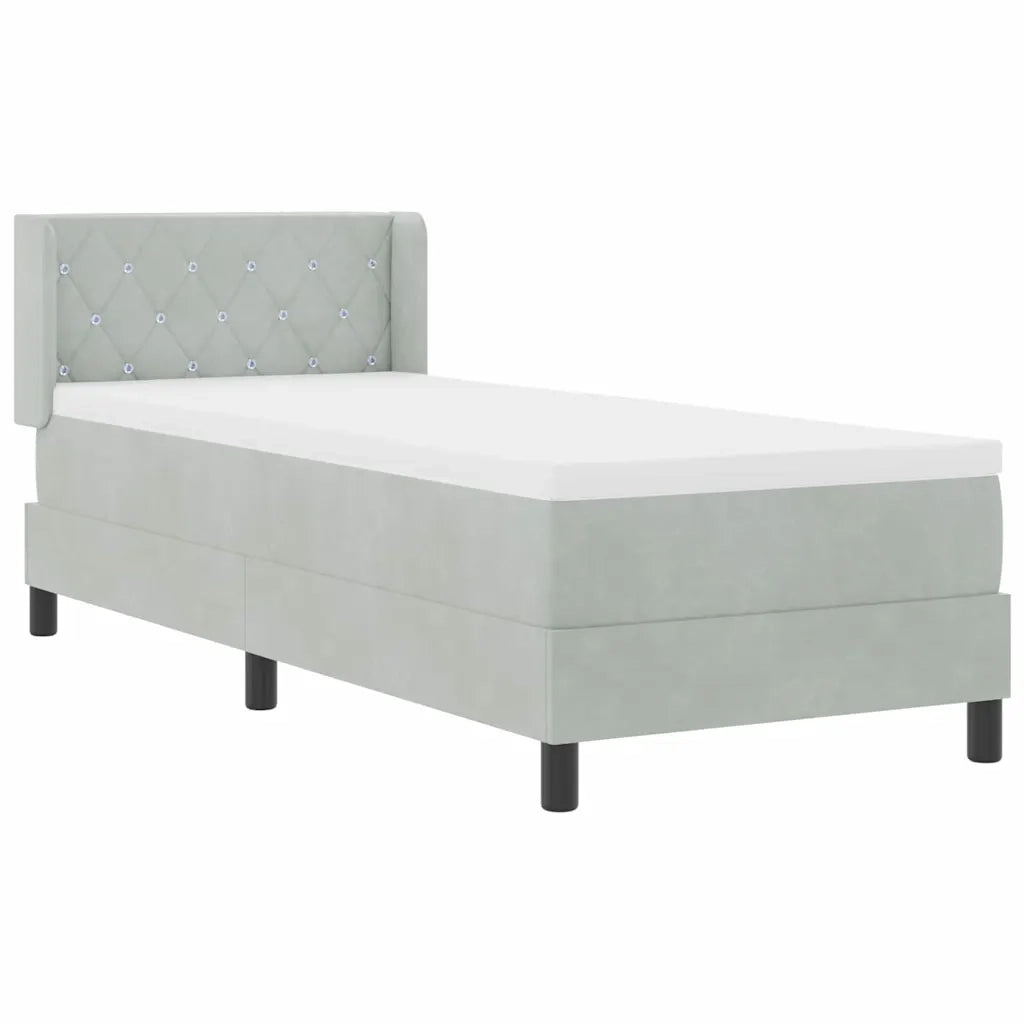 Letto a molle con testiera Grigio chiaro 200 x 80 cm Poliestere