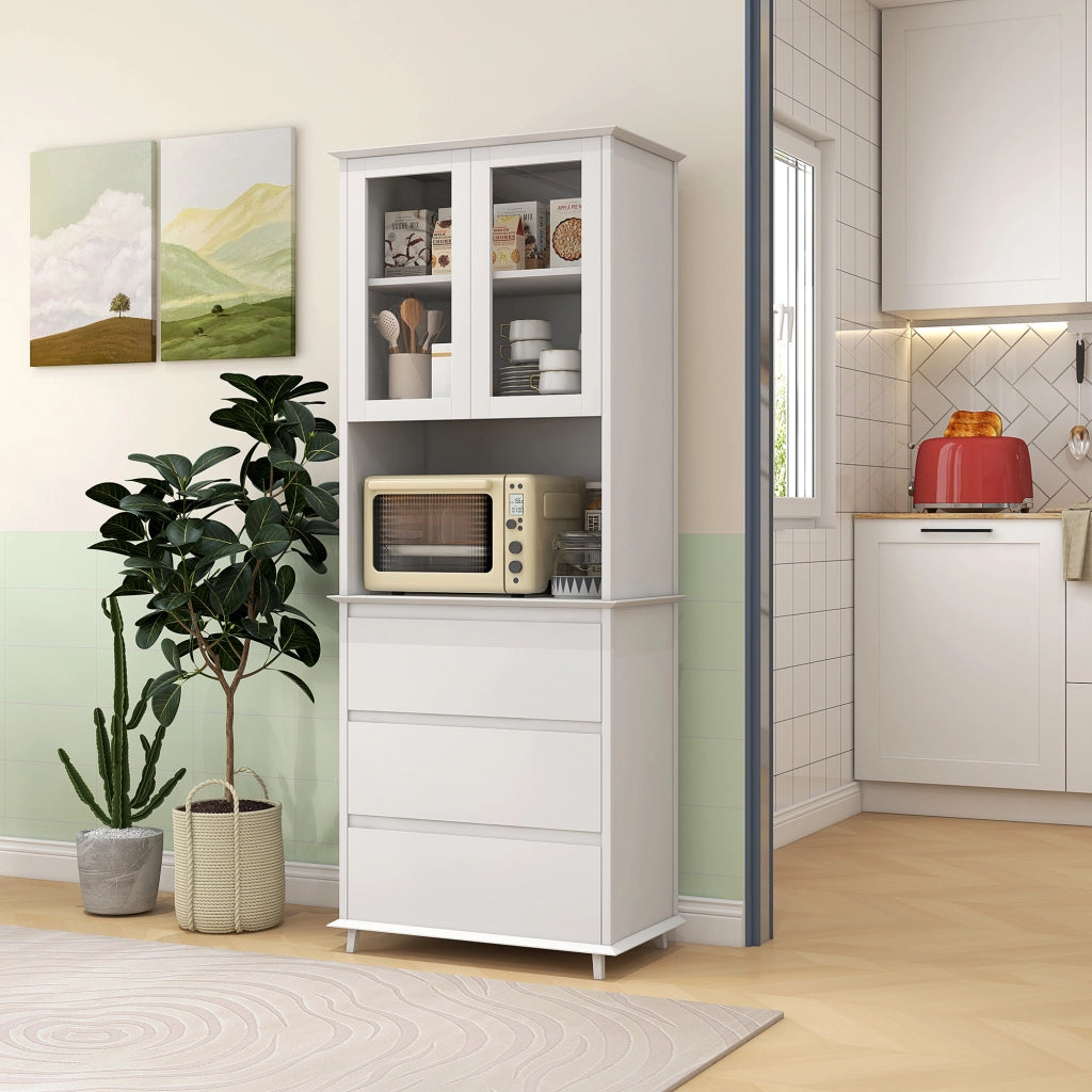 Armadio per cucina con 2 ante 3 cassetti e nicchia centrale ¨C zephmum ¨C bianco 68x38x172 cm