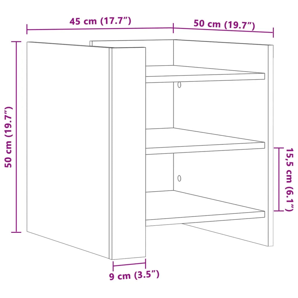 vidaXL Comodino Rovere Sonoma 45x50x50 cm in Legno Multistrato