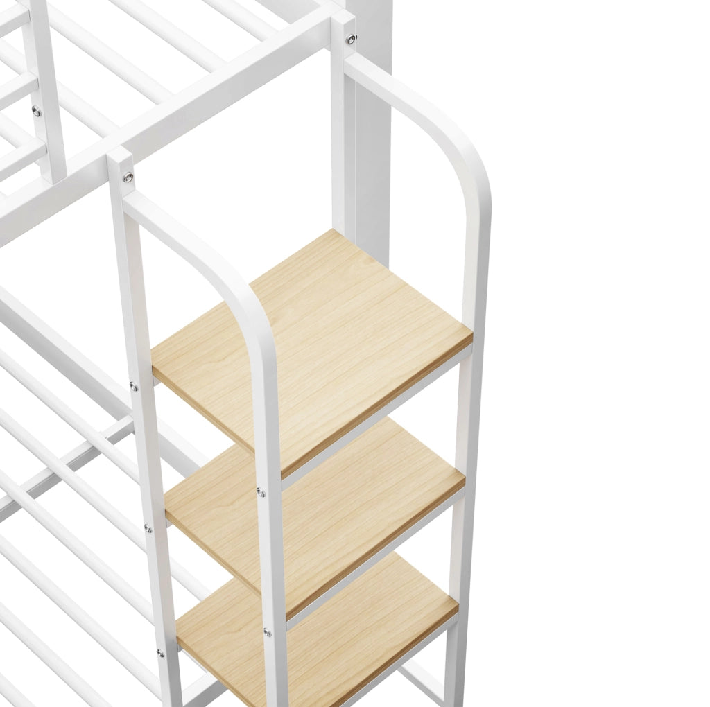 Letto a castello in metallo e MDF 90x200 cm bianco e noce
