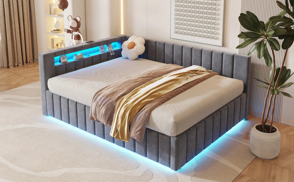 letto imbottito velluto grigio 140 x 200 cm