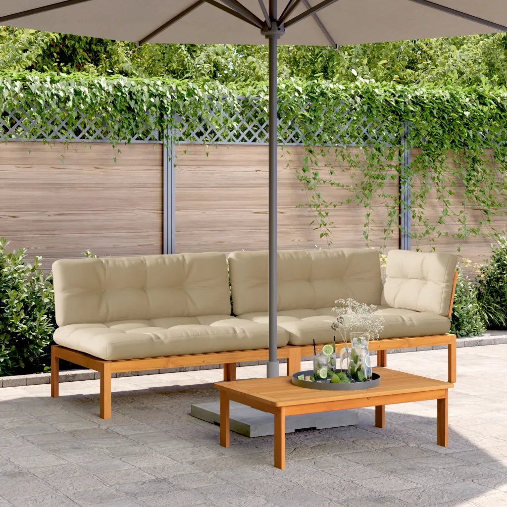 Set Divano Pallet Giardino 3pz con Cuscini Massello Acacia 3209447