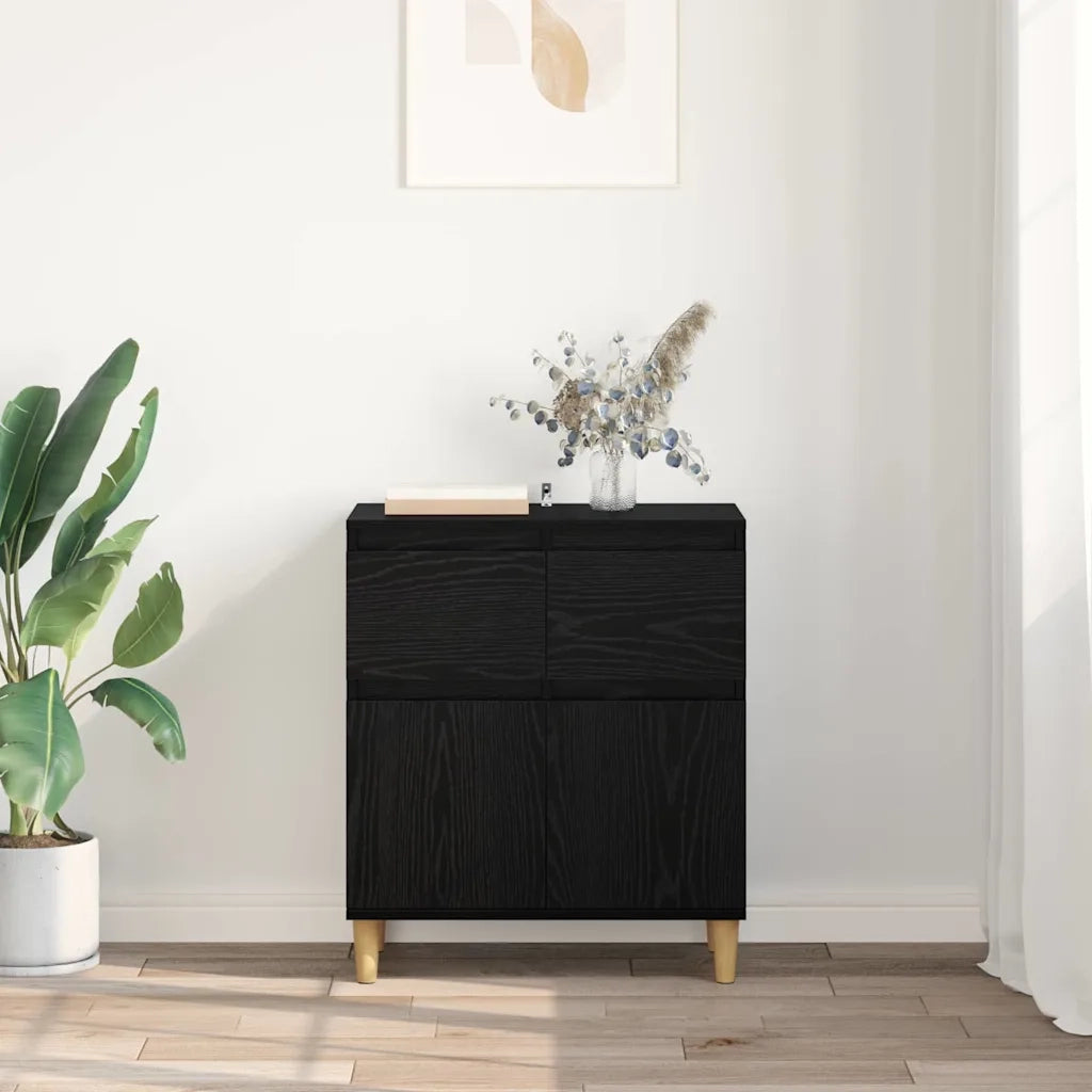Credenza | Madia | Buffet da pranzo | Armadio da pranzo Rovere Nero 60 x 35 x 70 cm Legno multistrato