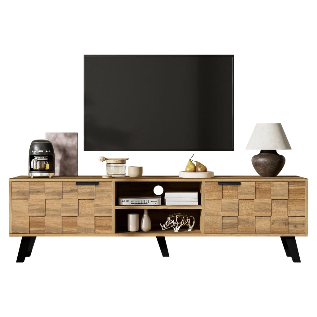 Mobile TV moderno con 2 ante e 2 vani a giorno ¨C 160,5 x 35,5 x 45 cm