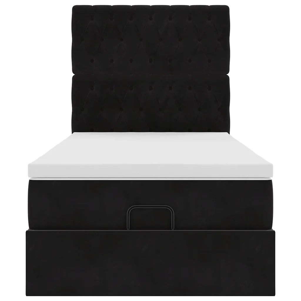 Struttura Letto Pouf con Materassi Nero 80x200 cm in Velluto 3313507