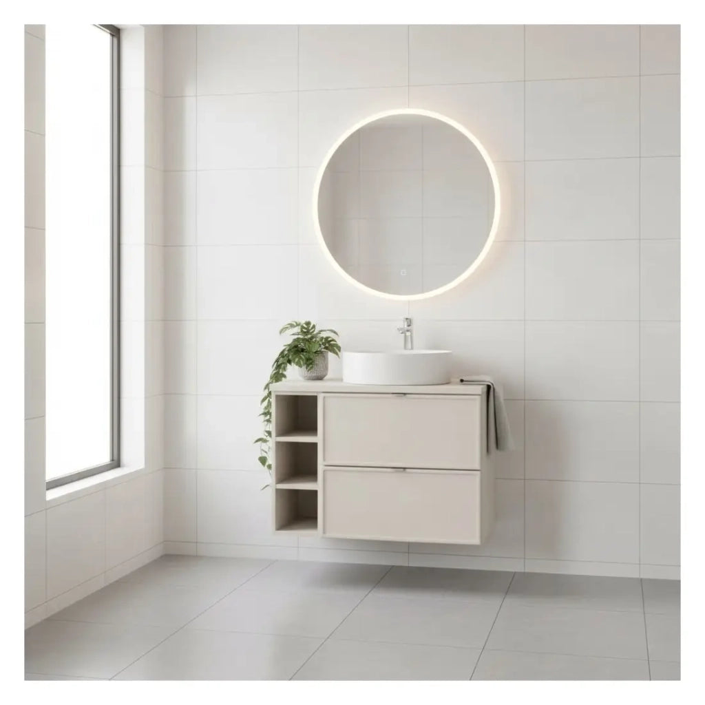 Set da bagno BRAZZA: mobile sottolavabo 100cm con nicchie a vista + piano per lavabo colore cachemire