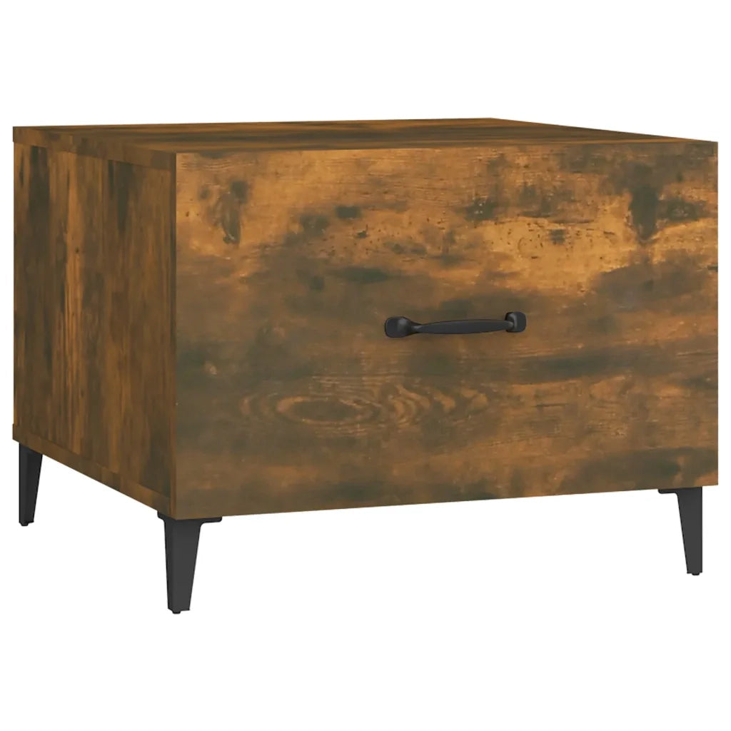 Tavolini da Salotto Gambe in Metallo 2pz Rovere Fumo 50x50x40cm 817538