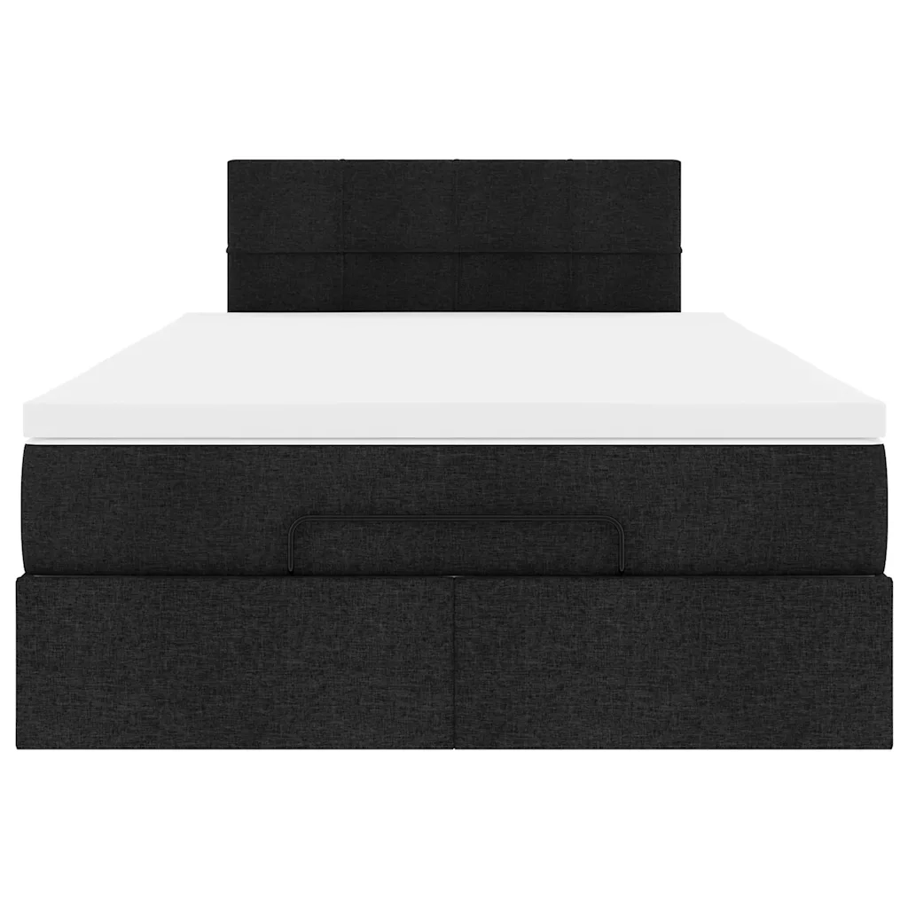 Pouf Letto con Materasso e LED Nero 120x190 cm in Tessuto