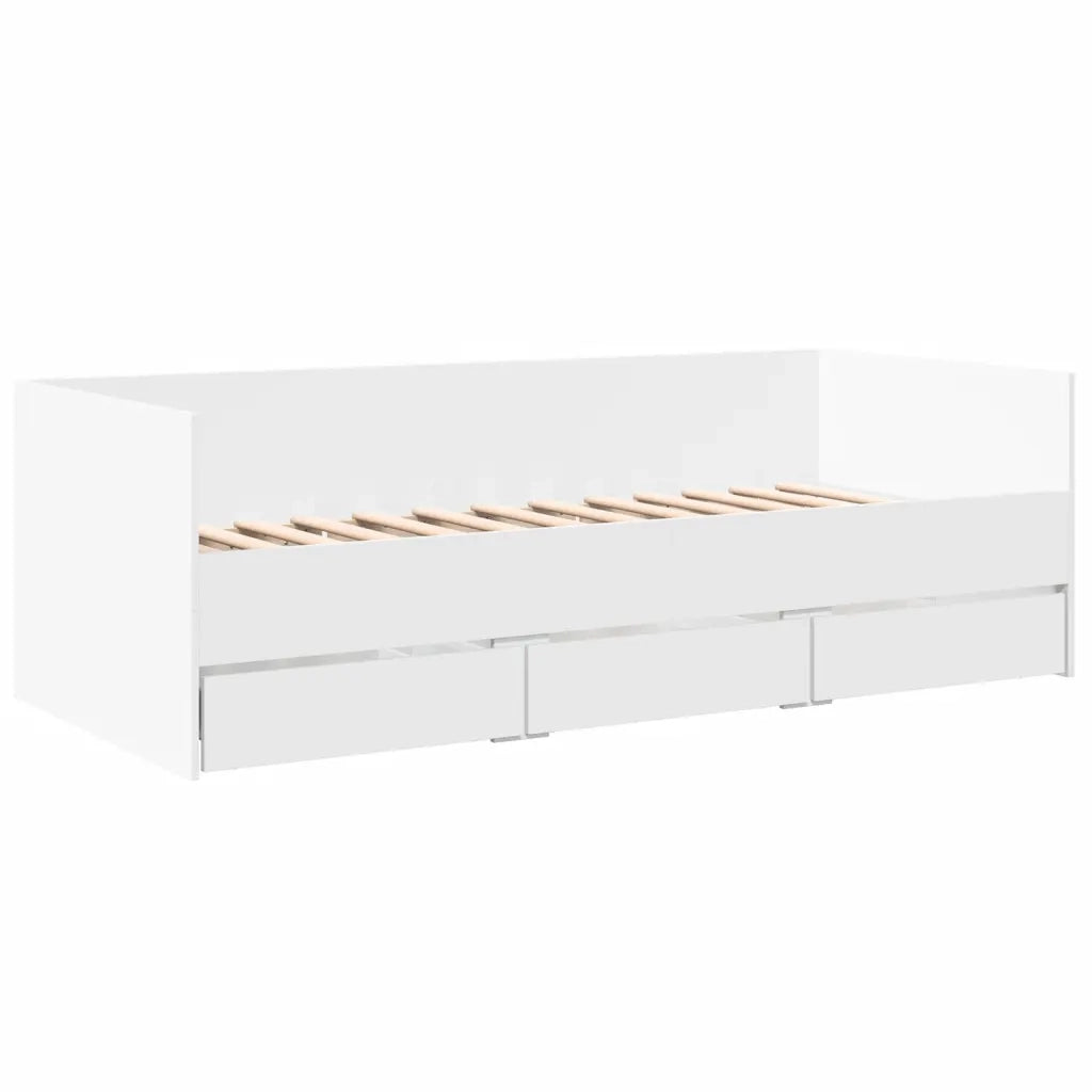 Divano Letto con Cassetti senza Materasso Bianco 90x190 cm