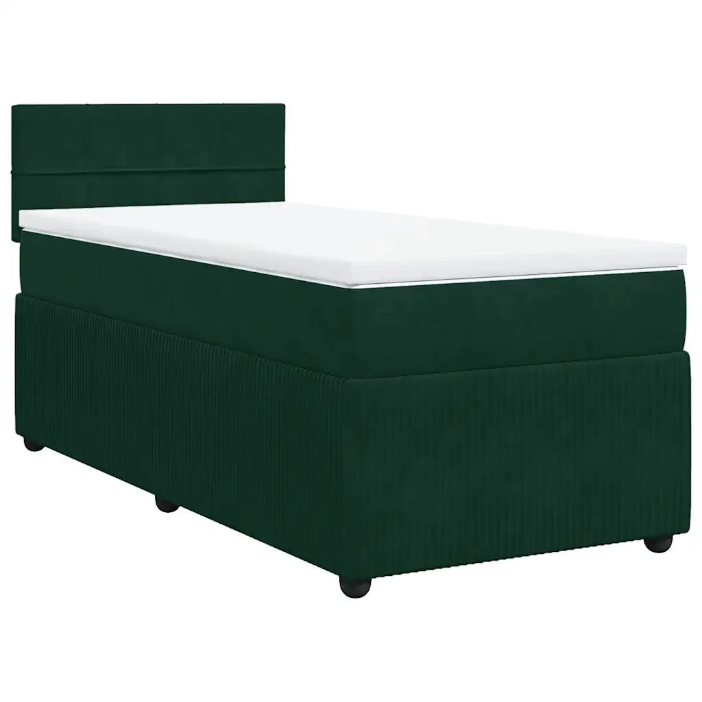 Giroletto a Molle con Materasso Verde Scuro 100x200 cm Velluto