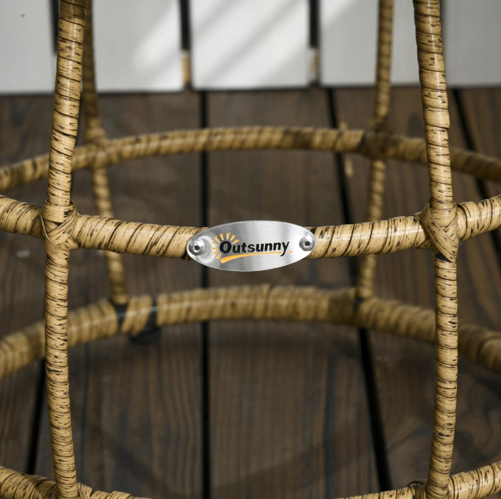 Set bistrot da esterno 3 pezzi in rattan PE e acciaio; color sabbia