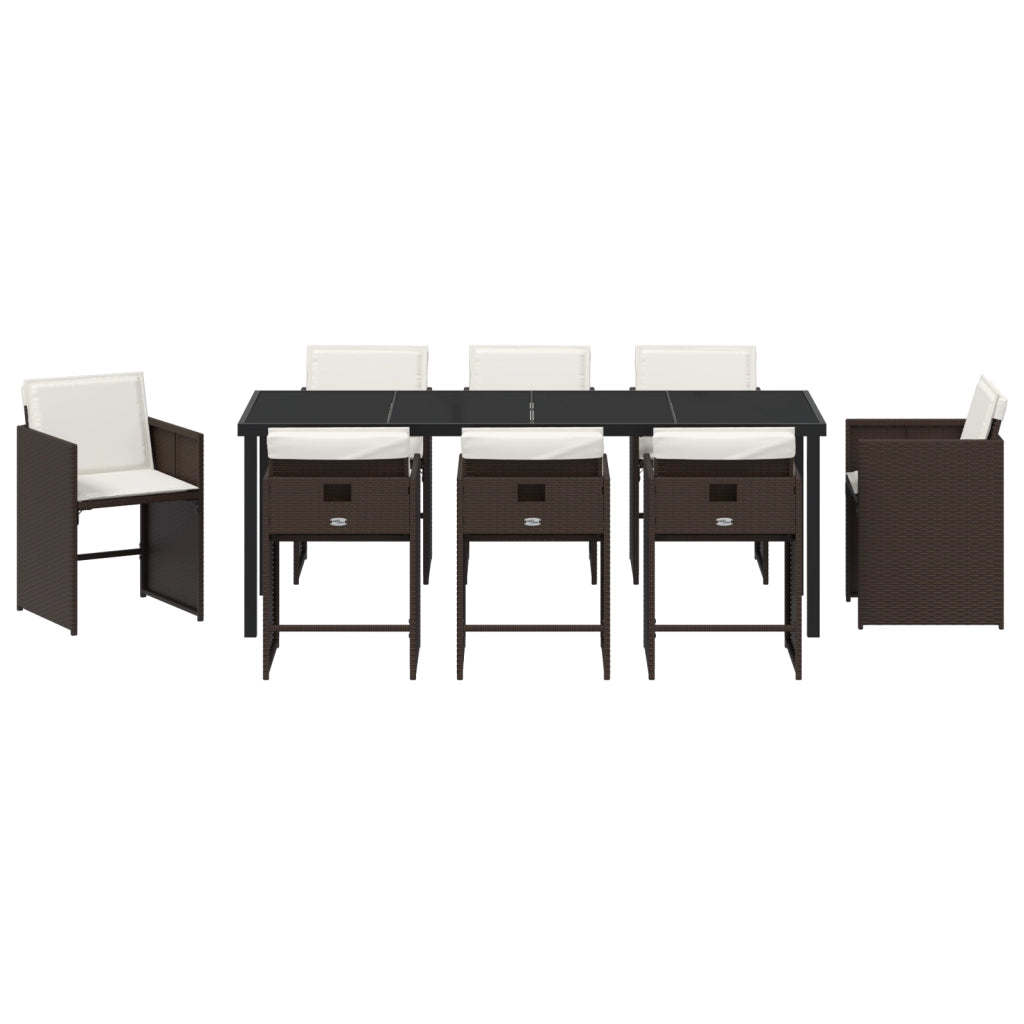 Set da Pranzo da Giardino in 9 Pezzi con Cuscini - Rattan Sintetico Marrone