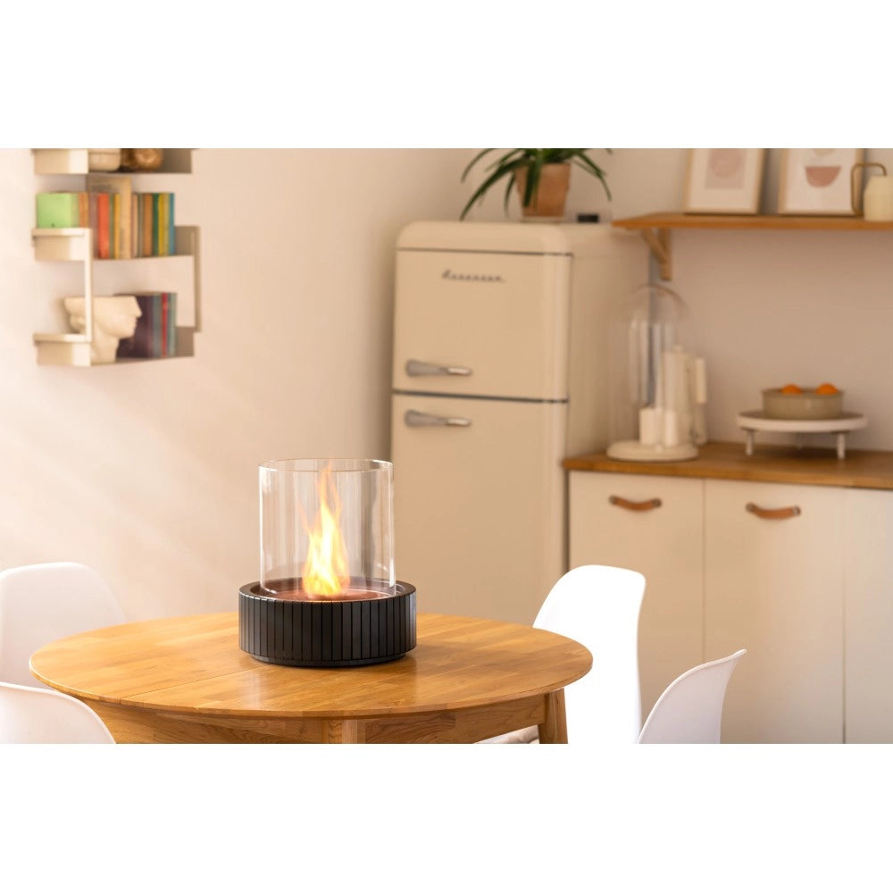 Planika - Biocamino da Tavolo Lotus Caminetto a Bioetanolo Portatile con Tecnologia Commerce, Cilindrico in Vetro