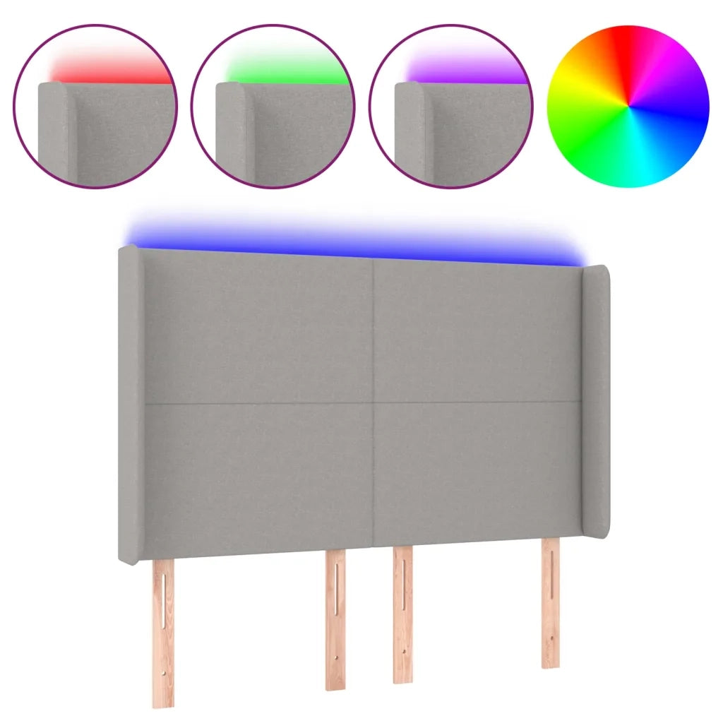 Testiera a LED Grigio Chiaro 147x16x118/128 cm in Tessuto 3123766